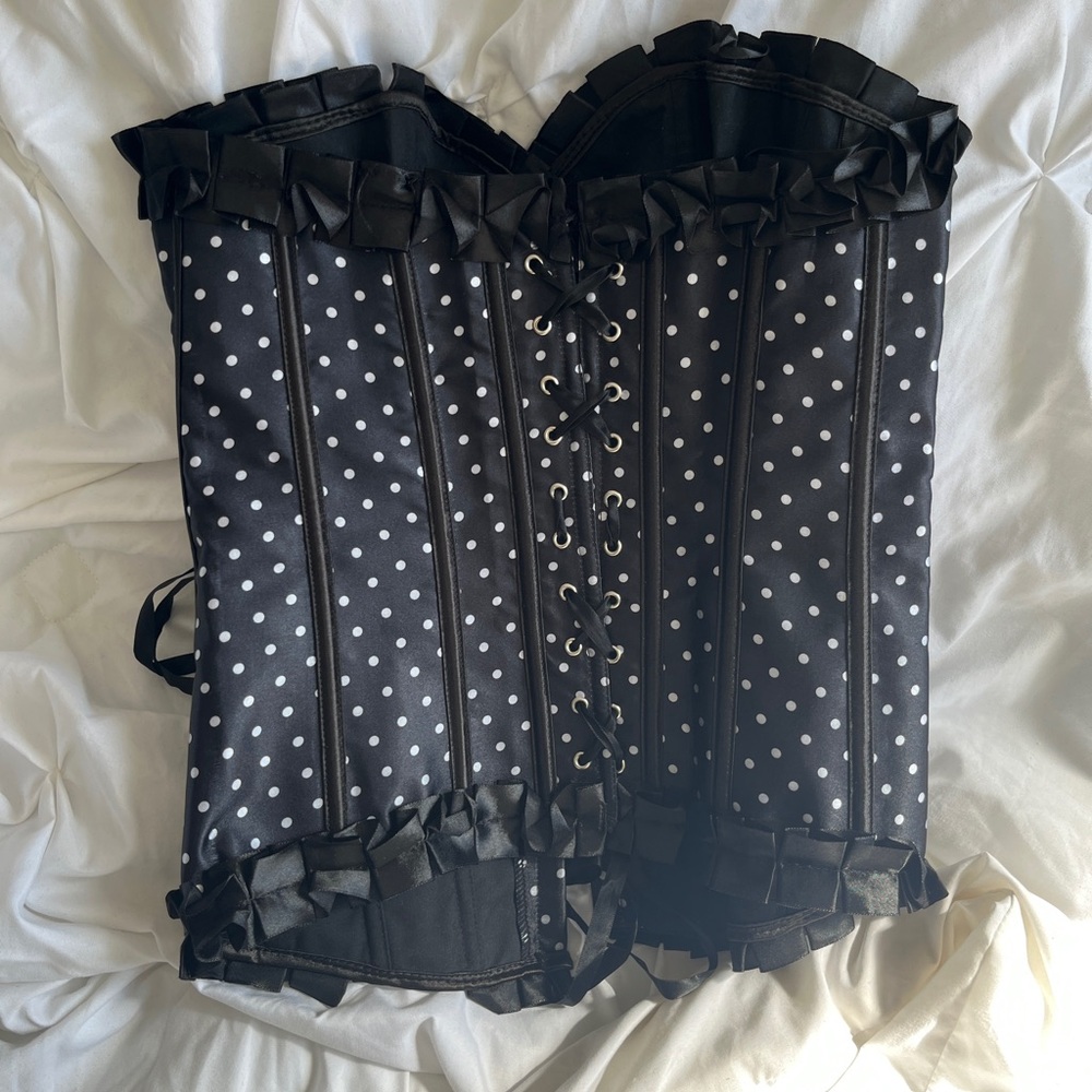 Black polka dot corset top - Picture 7 of 8
